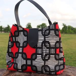 Red & White African Print Bag (ABI ESO)